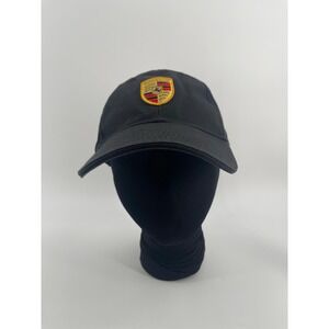Original Porsche Black Crest Logo Official License Shop Strapback Hat Cap